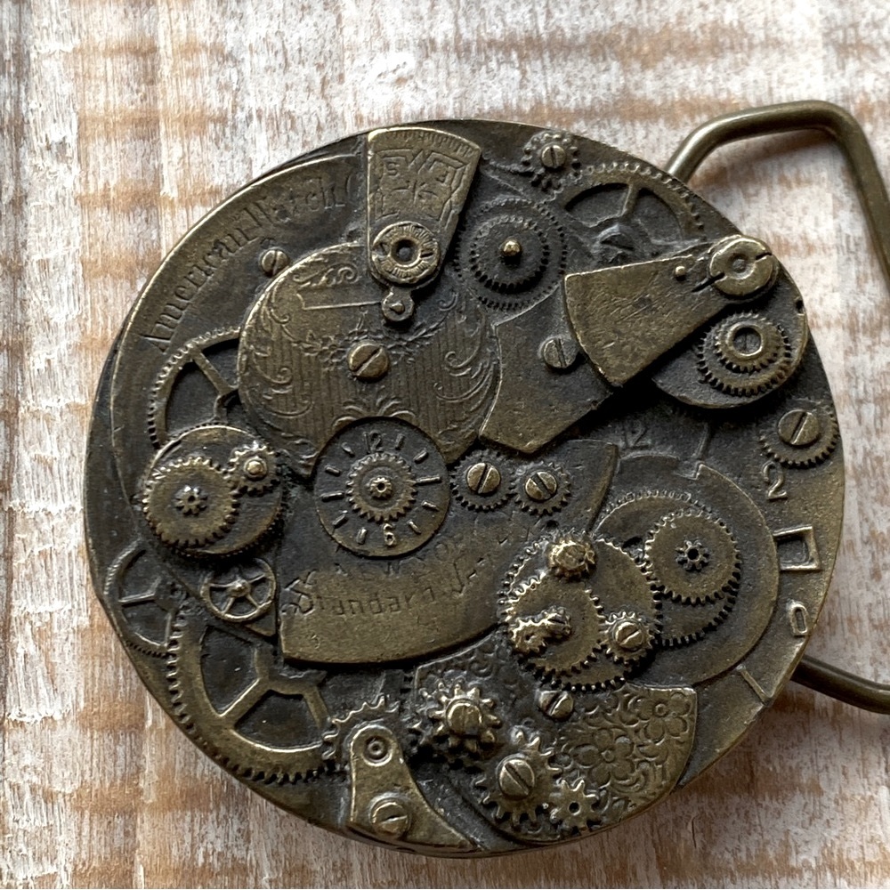 Bergamot Brass Works Unusual Vintage Steampunk Belt Buckle Watch Collector Dream